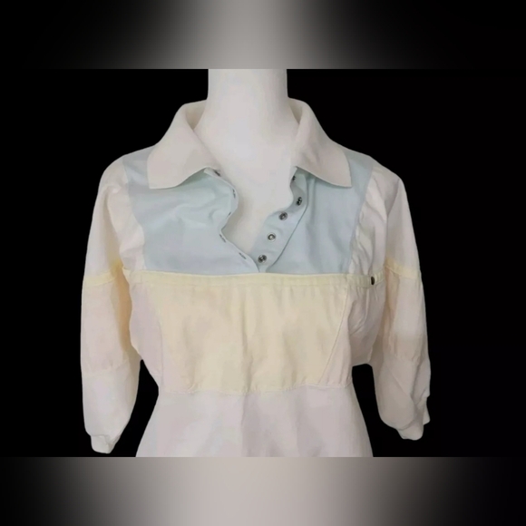 Vtg Colorblock Top Size Small Collared Snap Button - Picture 7 of 10